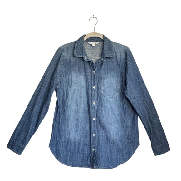 Old Navy Relaxed Chambray Shirt in Medium Authentic Wash - Sz M - Picture 2 of 6